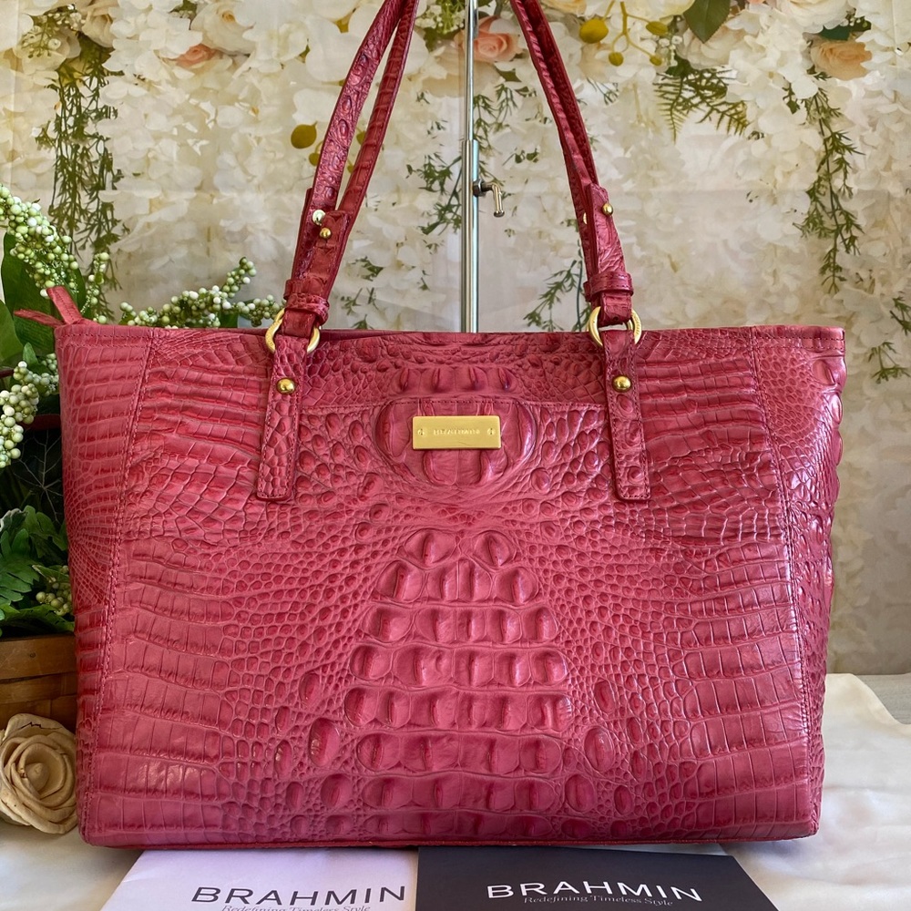 🌺BRAHMIN LEATHER🌺 *MEDIUM ARNO* TOTE in Gorgeous 🌺SUMMER BERRY PINK🌺